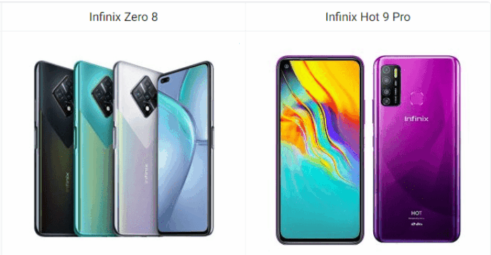 Infinix Zero 8 vs Infinix Hot 9 Pro