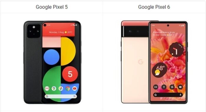 Google Pixel 5 vs Google Pixel 6